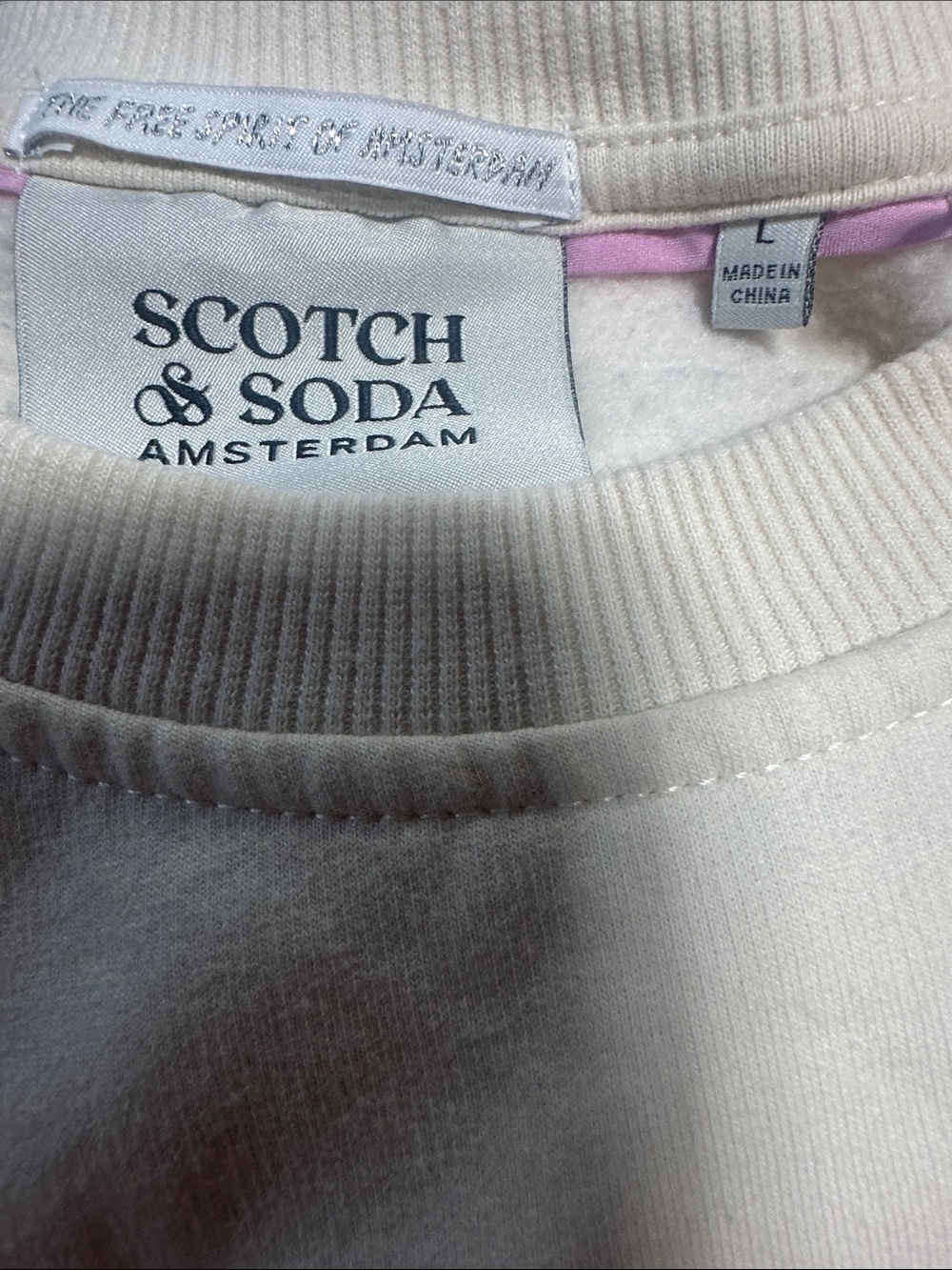 Scotch & Soda embroidered puff-sleeve cream sweatshirt Size L Large - Picture 6 of 7